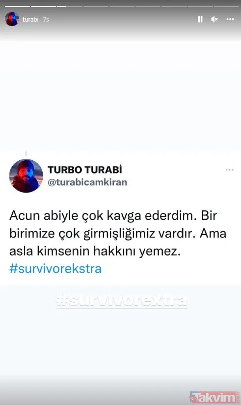 Survivor'dan bir anda ayrılmıştı! Turabi Çamkıran ayrılır ayrılmaz soluğu Instagram'da aldı "Boyu devrilesice..." - 24