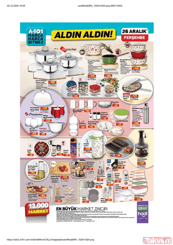 A101 21-27 Aralık 2024 İndirimli Ürünler Kataloğu: Bütün hindi 249 TL, meze çeşitleri 29.90 TL, dana sucuk 179 TL, büyük boy pizza 99 TL - 12
