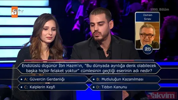 Kim Milyoner Olmak İster'de Kenan İmirzalıoğlu'ndan Yusuf Çim ve Feyza Sevil Güngör'ü pes ettiren 200 bin TL'lik 'TDK' sorusu - 42
