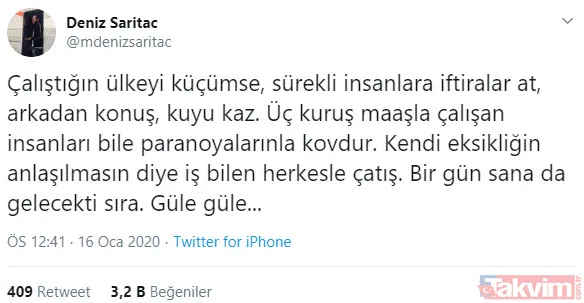 ''Çalıştığın Ülkeyi Küçümse, Sürekli İnsanlara İftiralar At, Arkadan Konuş, Kuyu Kaz. Üç Kuruş Maaşla Çalışan İnsanları Bile Paranoyalarınla Kovdur. Kendi...
