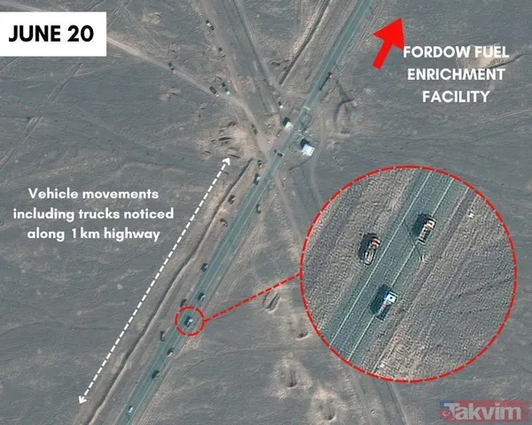 İran'ın Fordo operasyonu uydu kamerasında! ABD vurmadan iki gün önce olağandışı kamyon trafiği... Uranyumu naklettiler - 7