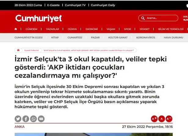 CHP yandaşı Cumhuriyet'in "3 okul birden kapatıldı" haberi elinde patladı!-2
