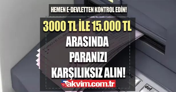 Hemen e-devletten kontrol edin! SGK-PTT-VGM ve İŞKUR'dan 3000 TL ile 15.000 TL arasında paranızı karşılıksız alın!