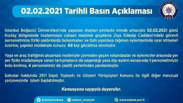 SON DAKİKA: Ankara'daki 'Boğaziçi' provokasyonunda bir polisin kolu kırıldı!-1