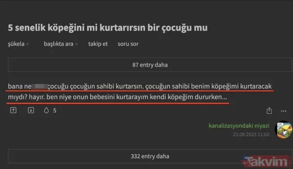 Ekşi Sözlük isimli lağım çukurunun kokuşmuş zihniyeti! 'Bir çocuğu mu kurtarırsınız yoksa bir köpeği mi?' sorusuna verilen cevaplar mide bulandırdı - 21