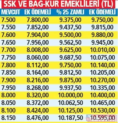 Emekliye yeni zam! Hangi emekli kaç lira alacak? SSK-Bağ-Kur ve memur emeklilerine kuruşu kuruşuna maaş tablosu - 16