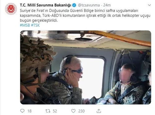 Bakanlık duyurdu: Fırat'ın doğusunda ilk ortak helikopter uçuşu-1