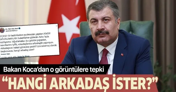 Sağlık Bakanı Fahrettin Koca’dan asker uğurlama tepkisi: Arkadaşının vatani görevine pozitif tanı konmuş olarak başlamasını, hangi arkadaş ister?