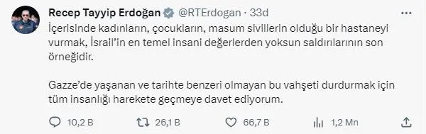 katil-israil-hastanede-yuzlerce-sivili-katletti-baskan-erdogandan-sert-tepki-insani-degerlerden-yoksun-saldiri-1697570103095.jpeg Katil İsrail hastanede yüzlerce sivili katletti! Başkan Erdoğan'dan sert tepki: İnsani değerlerden yoksun saldırılarının son örneğidir-2