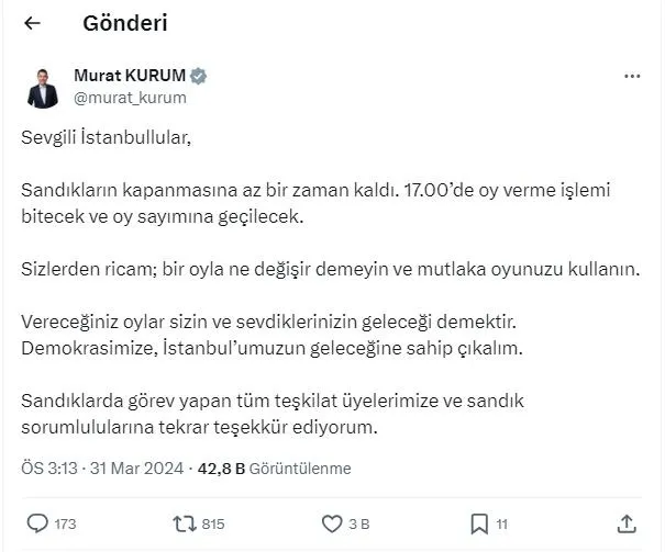 Cumhur İttifakı'nın İBB adayı Murat Kurum'dan "İstanbul'umuzun geleceğine sahip çıkalım" çağrısı-9