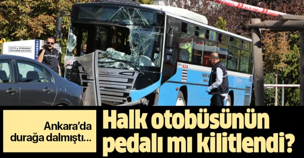 Ankara Mamak’ta otobüs durağa daldı! Halk otobüsünün pedalı mı kilitlendi?