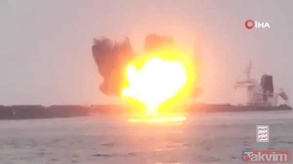 Kızıldeniz'de Yunan gemisinin vurulma anı kamerada! Husiler açık açık ilan etti... "Daha fazlasını vuracağız" - 8