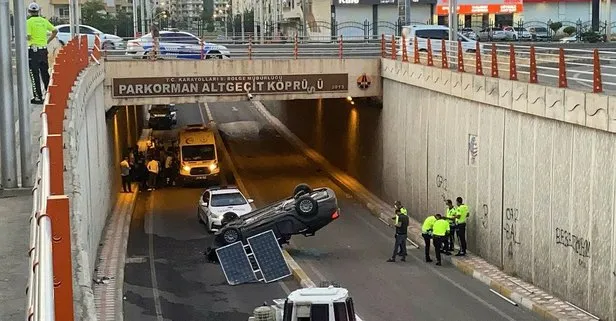 Diyarbakır’da kontrolden çıkan otomobil köprüden uçtu
