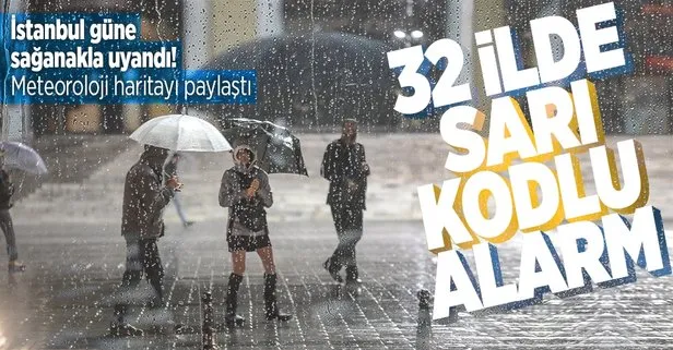 HAVA DURUMU | İstanbul güne sağanak yağışla uyandı! Meteorolojiden 32 il için sarı kodlu uyarı