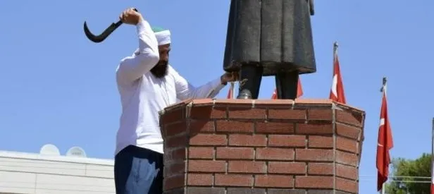Atatürk büstüne saldıran provokatör tutuklandı