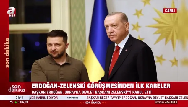 SON DAKİKA I Başkan Erdoğan-Volodimir Zelenskiy görüşmesinden ilk kareler!