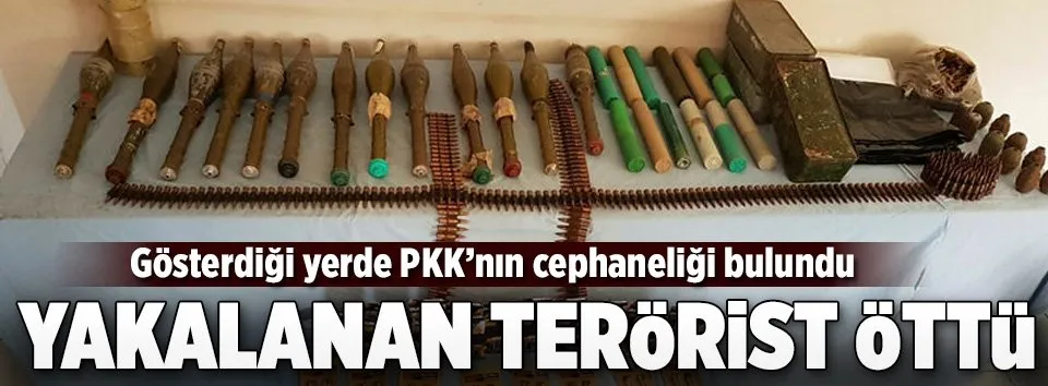 Teröristin gösterdiği yerde PKK’nın cephaneliği bulundu