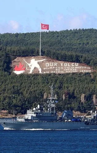 Rus askeri gemisi "Ivan Khurs" Çanakkale Boğazı’ndan geçti