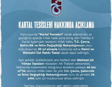 Trabzonspor’dan Kartal müjdesi