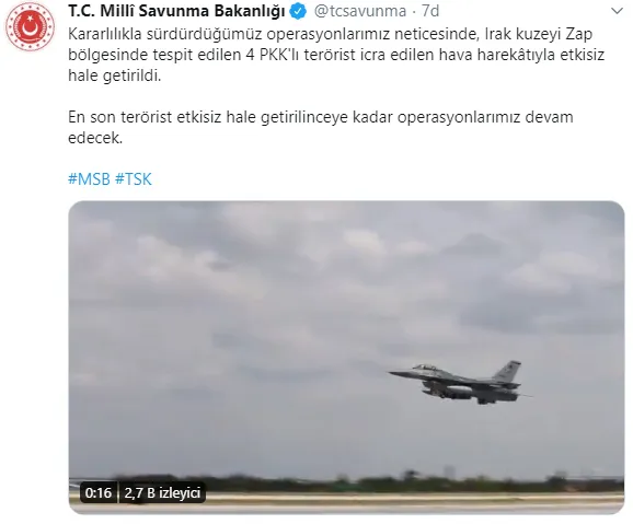 Son dakika: MSB duyurdu! Zap bölgesinde 4 terörist etkisiz hale getirildi!-1