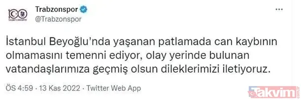 İstiklal Caddesi'nde hain terör saldırısı sonrası Türkiye tek yürek! Spor camiasından geçmiş olsun mesajları... - 7