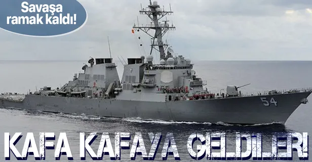 Savaşa ramak kaldı! Kafa kafaya geldiler! ABD ve Çin savaş gemileri...