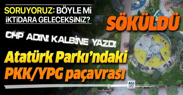 CHP’li Küçükçekmece Belediyesi Atatürk Parkı’na PKK/YPG/PYD paçavrasını çizdi