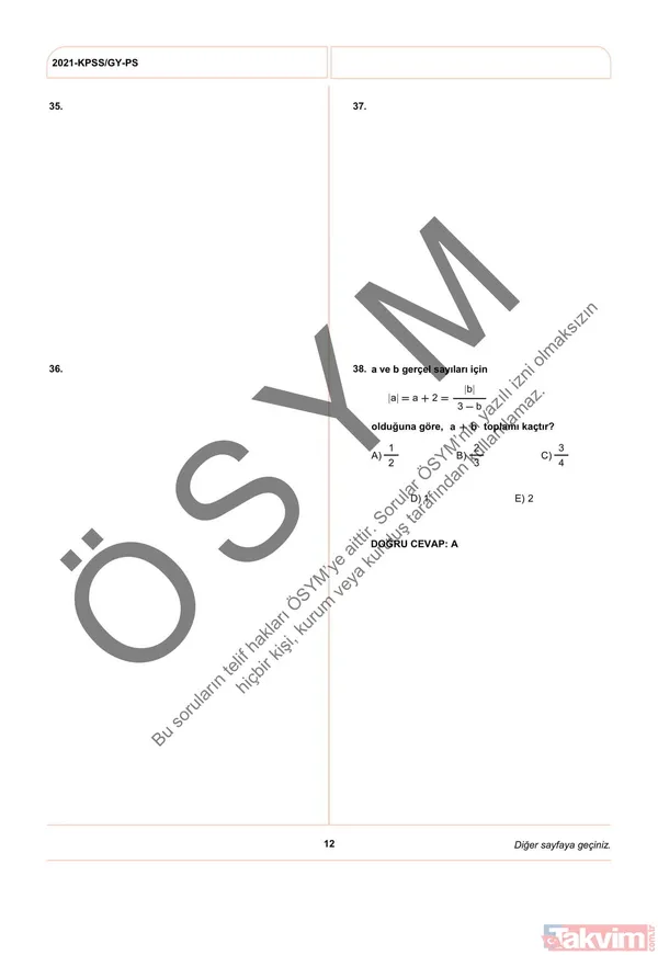 2021 KPSS soru kitapçığı ve cevap anahtarı | A Grubu ve Öğretmenlik (GY-GK- Eğitim Bilimleri) soruları - 19