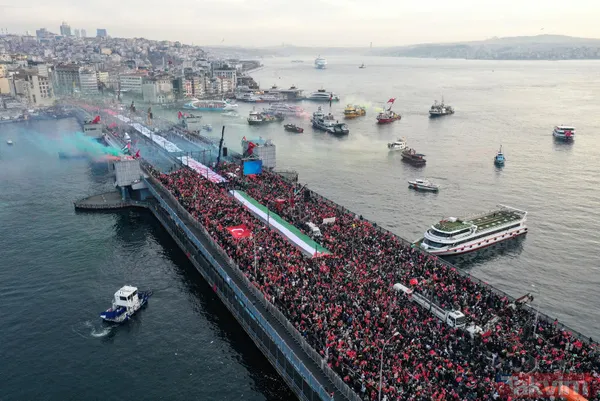 Galata'dan şehitlerimiz ve Filistin için dünyaya haykırış... İsimleri tek tek okundu | Tarihi günden tarihi kareler! - 39