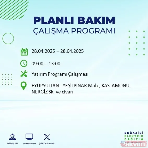 İSTANBUL ELEKTRİK KESİNTİSİ: BEDAŞ 28 Nisan 2025 Pazartesi elektriklerin gideceği ilçeleri duyurdu - 40