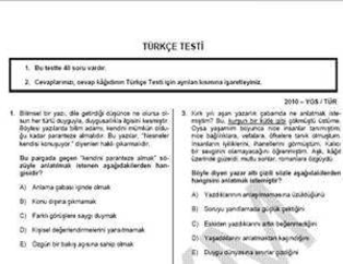 İşte YGS soru ve cevapları