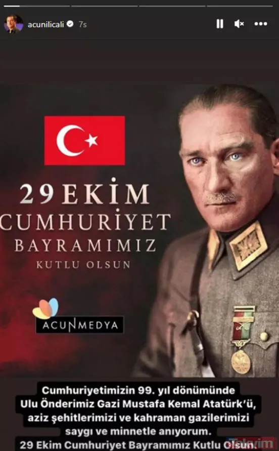 Acun Ilıcalı'dan Türkan Şoray'a ünlülerin 29 Ekim Cumhuriyet Bayramı paylaşımları 'Cumhuriyet, korumamız gereken en kıymetli değerimizdir' - 2