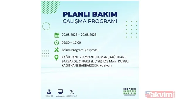 ⚫20 Ağustos 2025 İstanbul'da Elektrik Kesintisi Yaşanacak İlçe Ve Mahalleler