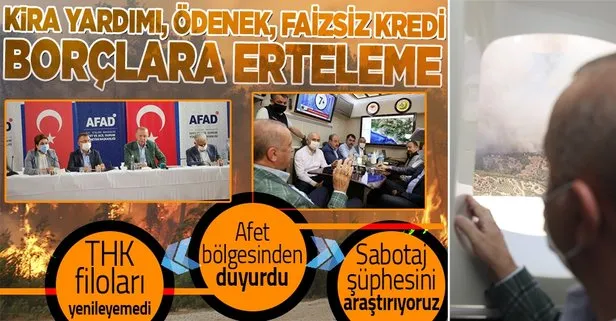 Başkan Erdoğan yangın bölgesinden duyurdu: Vergi borçları, SGK primleri, esnaf kredileri ödemeleri ertelenecek