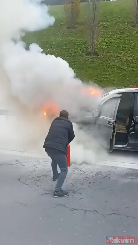 TEM'de korku dolu anlar! Minibüs alev alev yandı - 2