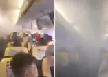 Uçakta panik anları! Bir anda dumanla doldu