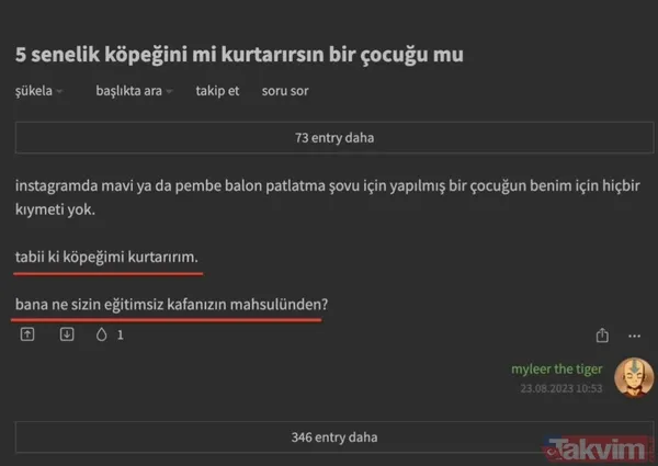 Ekşi Sözlük isimli lağım çukurunun kokuşmuş zihniyeti! 'Bir çocuğu mu kurtarırsınız yoksa bir köpeği mi?' sorusuna verilen cevaplar mide bulandırdı - 14