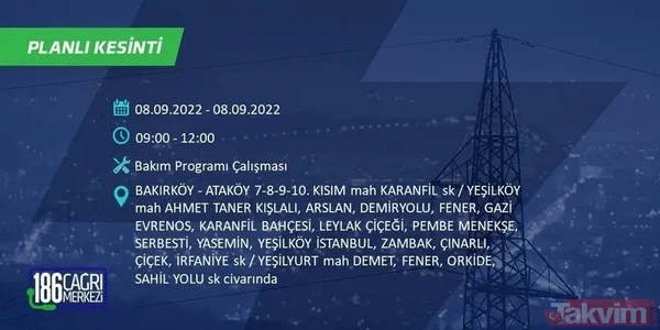 İSTANBUL ELEKTRİK KESİNTİSİ | 8-9 Eylül'de İstanbul'un 24 ilçesinde elektrikler kesilecek! Elektrik kesintileri nerede olacak? - 24