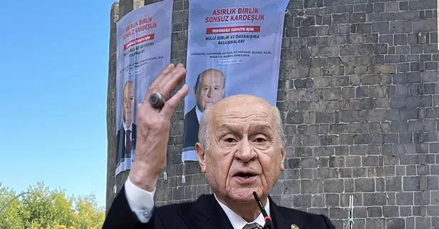 MHP lideri Devlet Bahçeli'nin posteri tarihi Diyarbakır Surları'nda: "Asırlık birlik sonsuz kardeşlik"