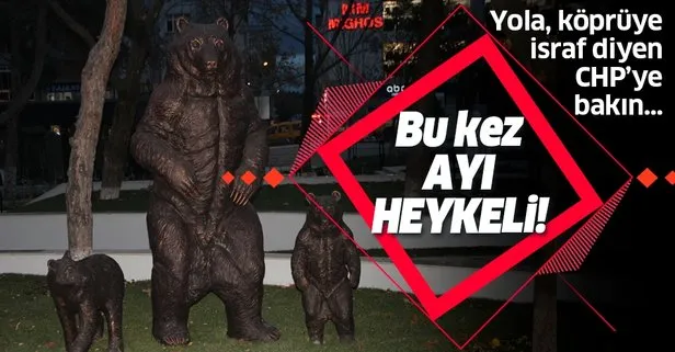 CHP’de heykel yarışı sürüyor! CHP’li Bilecik Belediyesi ayı heykeli yaptı