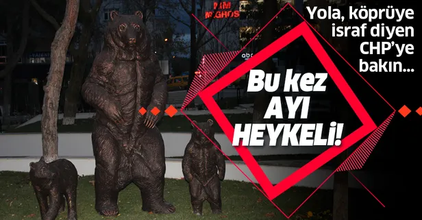 CHP'de heykel yarışı sürüyor! CHP'li Bilecik Belediyesi ayı heykeli yaptı