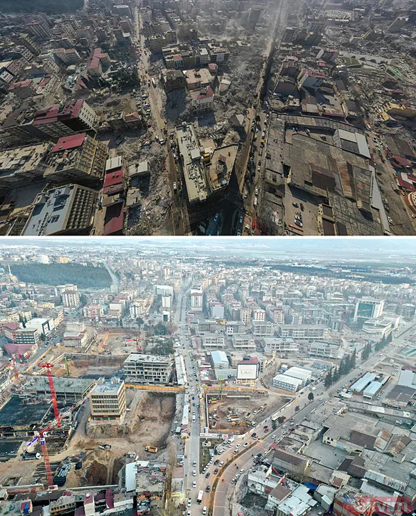 Deprem bölgesinin iki yıllık değişimi böyle görüntülendi! Hatay, Adıyaman, Malatya... - 2
