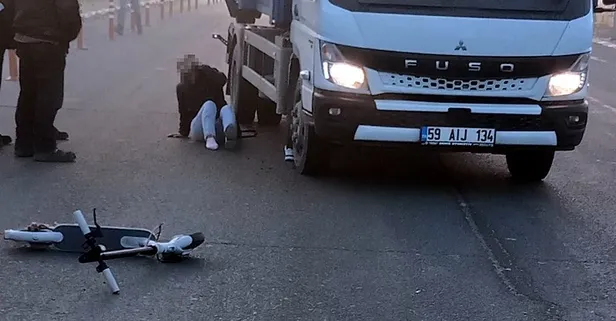 Tekirdağ'da elektrikli skuter kazası: Kamyonet sürücünün ayağını çiğnedi