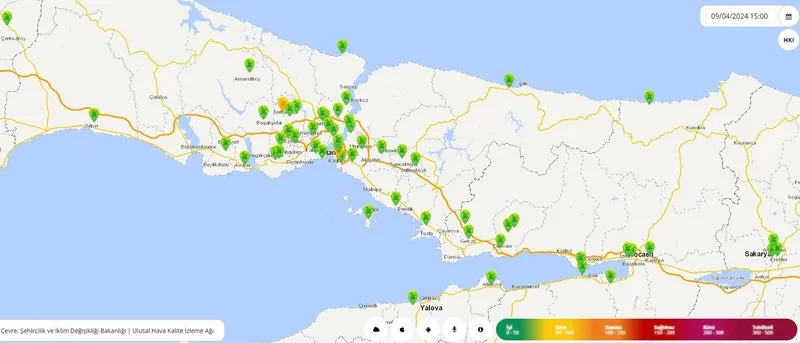 9 Nisan hava kirliliği haritası