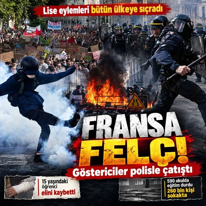 Fransada lise eylemleri büyüyor: Binlerce kişi sokakta! 15 yaşındaki öğrenci elini kaybetti