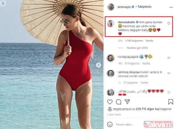 Serenay Sarıkaya'nın kırmızı mayolu pozlarına Demet Akalın'dan sosyal medyayı karıştıran yorum! "Fotoğrafları çeken kişi..." - 3
