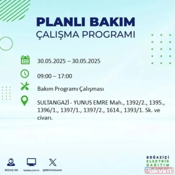 Bedaş | 30 Mayıs İstanbul Elektrik Kesintisi