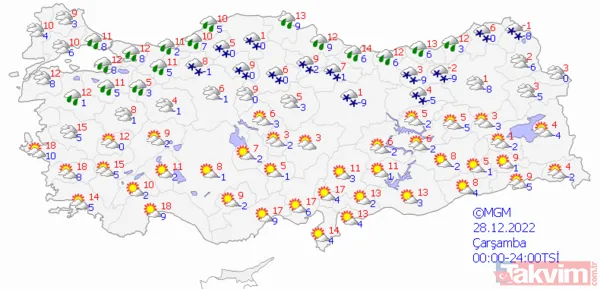 Kar geliyor mu? Meteoroloji o illeri uyardı! İşte 24 Aralık 2022 Cumartesi hava durumu raporu - 19