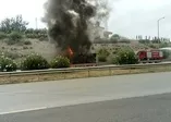 Seyir halindeki TIR alev aldı (Video)