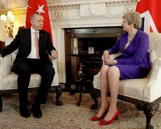 Cumhurbaşkanı Erdoğan Theresa May ile bir araya geldi